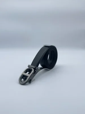 Ceinture cuir noir pour homme avec boucle métallique automatique – Modèle Angelo